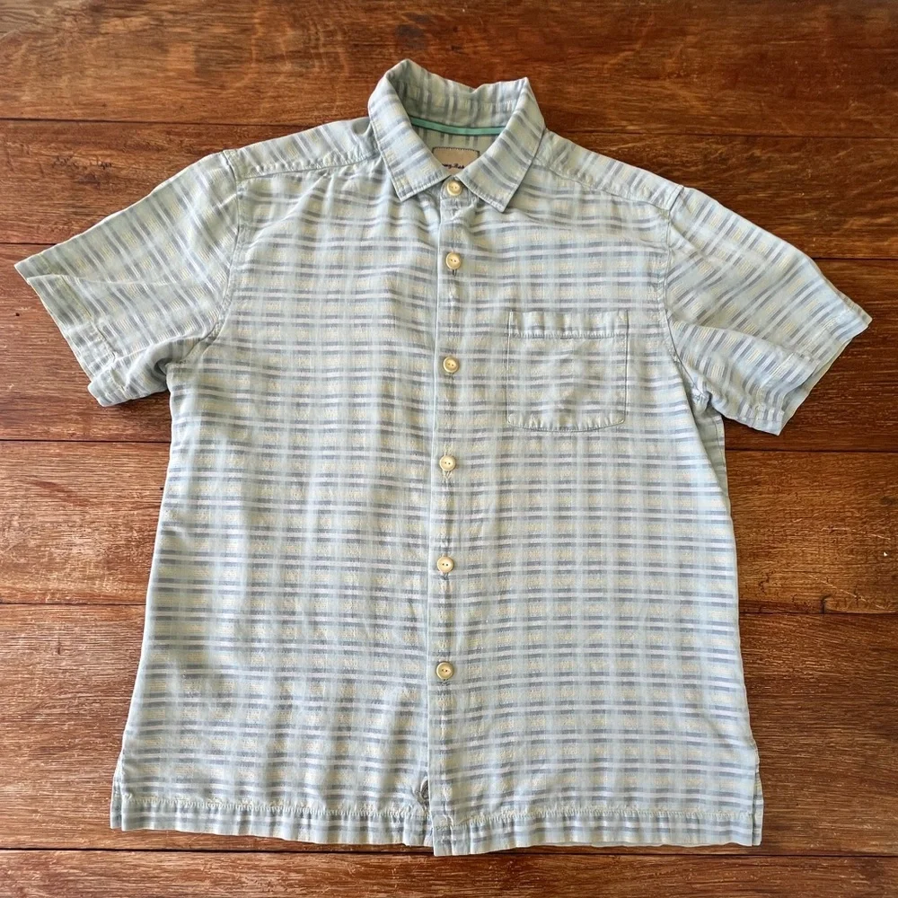 Tommy Bahama Silk Cotton Blend Shirt Pixel In Paradise Camp Shirt Blue Aloha Med - Picture 10 of 16